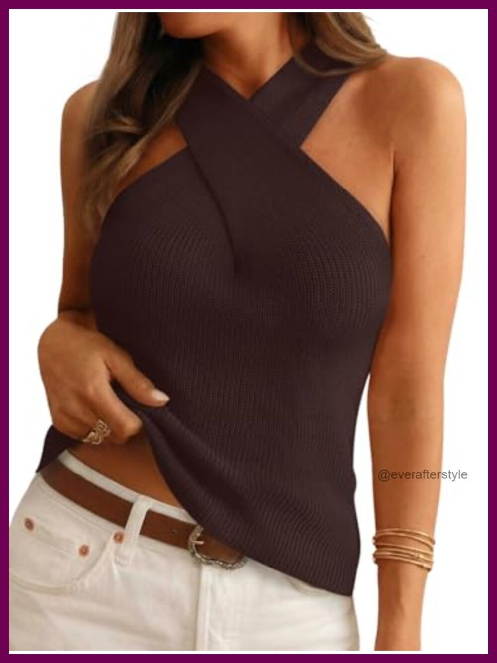 LILLUSORY Halter Top Crossover Sleeveless Date Night Summer Top